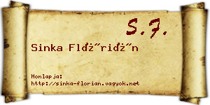 Sinka Flórián névjegykártya
